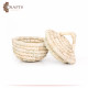 Handmade Beige Hollow Basket with a Lid