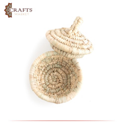 Handmade Beige Hollow Basket with a Lid