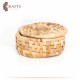 Handmade Due-Color Small Rounded Basket with a Lid