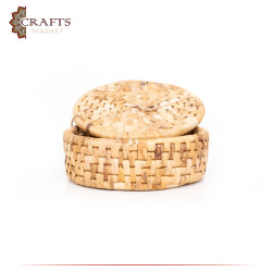 Handmade Due-Color Big Rounded Basket with a Lid