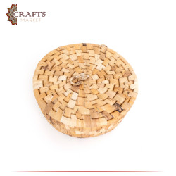 Handmade Due-Color Big Rounded Basket with a Lid