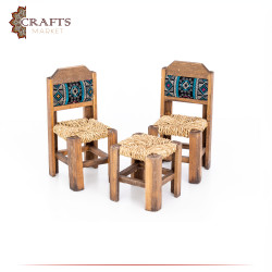 Handmade Due-Color Home decor Set with a Chair's & Table  Design, 3Pcs