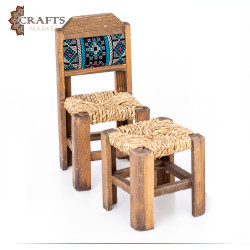 Handmade Due-Color Home decor Set with a Chair's & Table  Design, 3Pcs