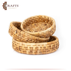  Handmade Beige Banana Peels Basket Tray Set, 3 PCs