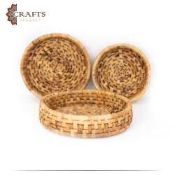  Handmade Beige Banana Peels Basket Tray Set, 3 PCs