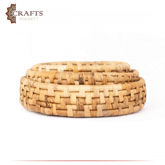  Handmade Beige Banana Peels Basket Tray Set, 3 PCs