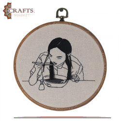 Handcrafted Beige Linen Round Embroidery Hoop 