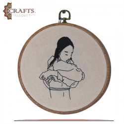 Handcrafted Beige Linen Round Embroidery Hoop 