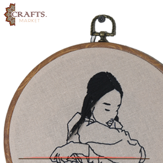 Handcrafted Beige Linen Round Embroidery Hoop 