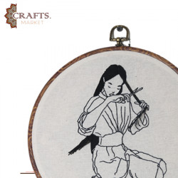 Handcrafted Beige Linen Round Embroidery Hoop 