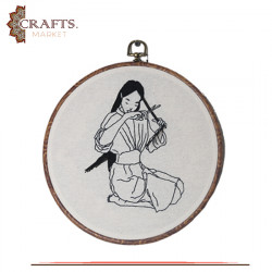 Handcrafted Beige Linen Round Embroidery Hoop 
