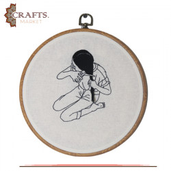 Handcrafted Beige Linen Round Embroidery Hoop 