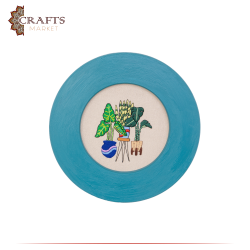 Handcrafted Turquoise Embroidery Wall Art in a Plant Design 