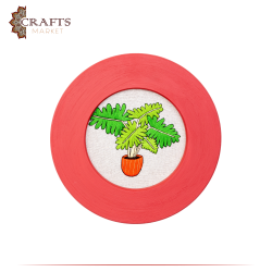Handcrafted Red Embroidery Wall Art in a Plant Design 