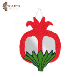 Handmade Duo-Color Cotton Mirror Decoration with a Pomegranate Design
