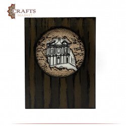 Hand-embroidered wall art with a Petra Design