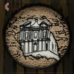 Hand-embroidered wall art with a Petra Design
