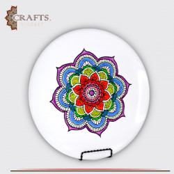 Handmade Porcelain Plate Table Decor with Mandala Design 