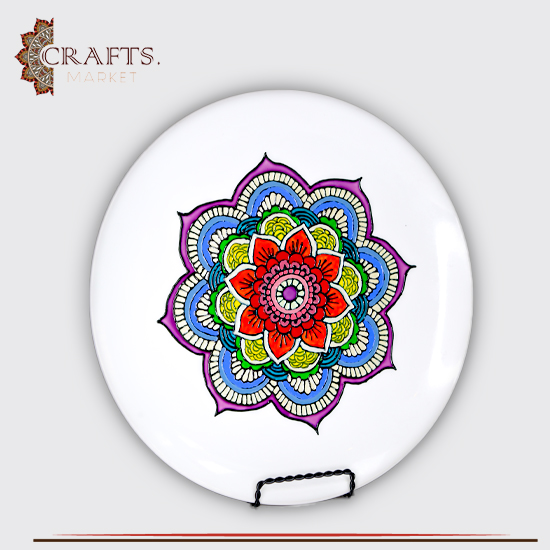 Handmade Porcelain Plate Table Decor with Mandala Design Handmade Porcelain Plate Table Decor with Mandala Design
