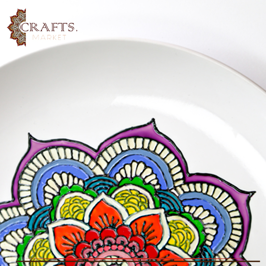 Handmade Porcelain Plate Table Decor with Mandala Design Handmade Porcelain Plate Table Decor with Mandala Design
