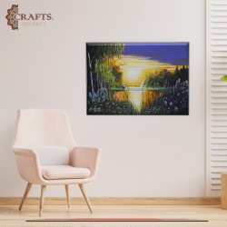 Hand Drawing Acrylic Painting  Sunrise Design