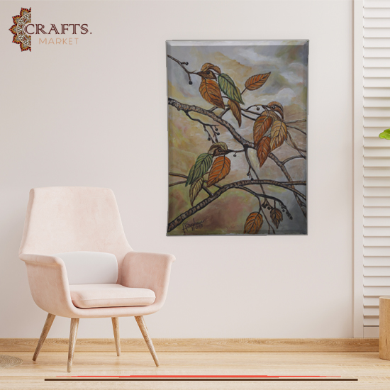 Hand Drawing Acrylic Painting Tree Birds leaves Design Hand Drawing Acrylic Painting Tree Birds leaves Design