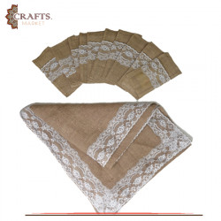 Handmade Burlap Dining Table Set, 11 PCS 