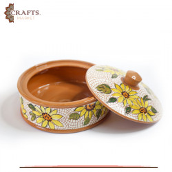 Handmade Clay Mosaic Service Pot  Sunflower  Design 