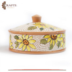 Handmade Clay Mosaic Service Pot  Sunflower  Design 