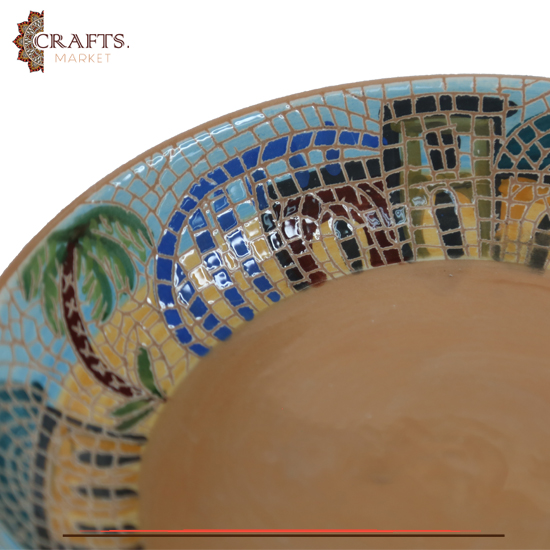 Handmade Clay Mosaic Plate  Village  design