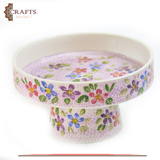 Handmade Clay Mosaic Service Pot  Flowers  Design 