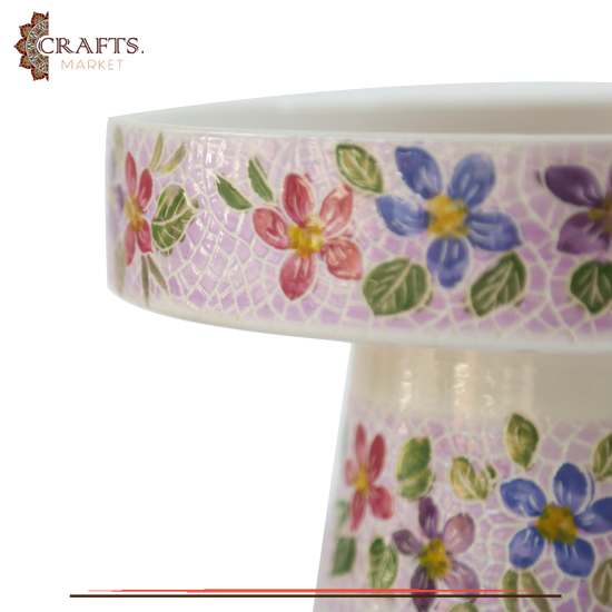 Handmade Clay Mosaic Service Pot  Flowers  Design 