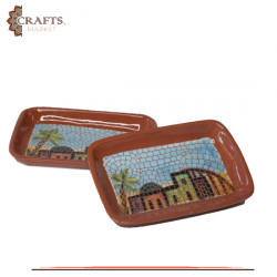 Handmade Clay Mosaic Nuts Plate Set 2 PCS