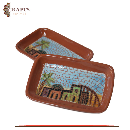 Handmade Clay Mosaic Nuts Plate Set 2 PCS
