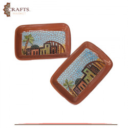 Handmade Clay Mosaic Nuts Plate Set 2 PCS