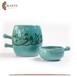 طقم صحون أربع قطع مصنع يدويا من الصلصال و الفسيفساء 