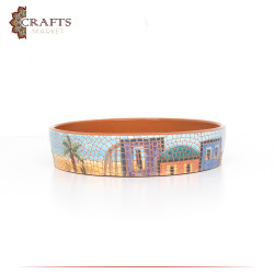 Handmade Multi-Color Serving Plate with a village design