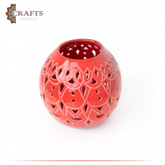 Handmade Red Clay Openwork Vase Handmade Red Clay Openwork Vase