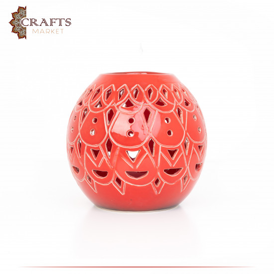 Handmade Red Clay Openwork Vase Handmade Red Clay Openwork Vase