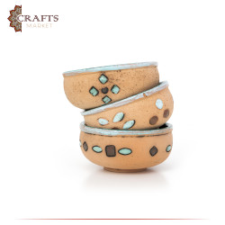 Handmade Due-Color Clay Plate Set  Antique design 3 Pcs 