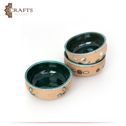 Handmade Due-Color Clay Plate Set  Antique design 3 Pcs 