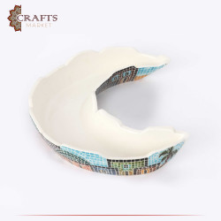 Handmade Multi-Color Serving Plate Set with a Star & Crescent shape Adorned with Village Design, 2PCs