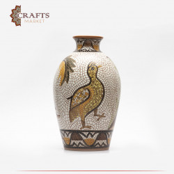 Avian-Drawn Clay Needle Vase