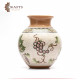 Tree of Life and Grapes Clay Vase - Needle Drawing