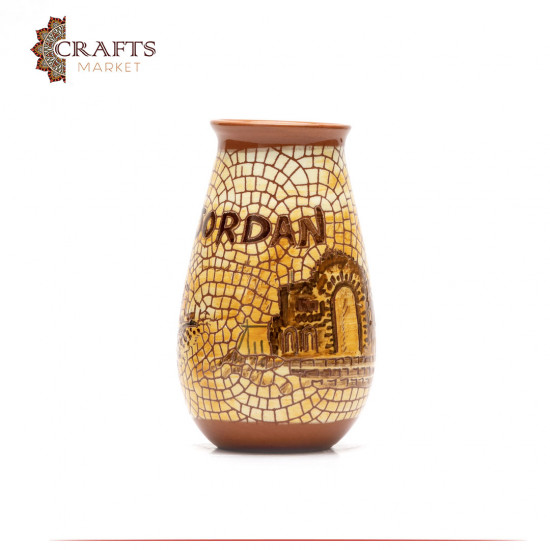 Needle-Painted Glass Vase - Jerash Design Needle-Painted Glass Vase - Jerash Design
