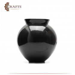Round vase made of clay coated with glass colors