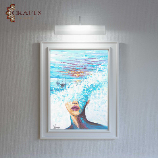Hand Painted Multi Color Wall Art in a The Blue Inhabited Her Design