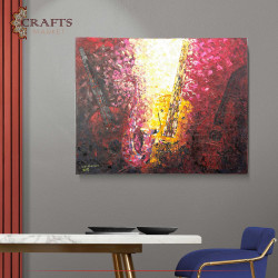 Hand Painted Multi Color Oil Wall Art in a the Melody of life Design