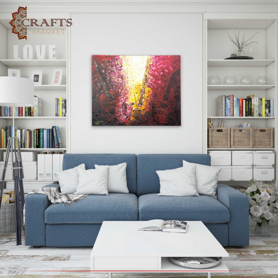 Hand Painted Multi Color Oil Wall Art in a the Melody of life Design Hand Painted Multi Color Oil Wall Art in a the Melody of life Design