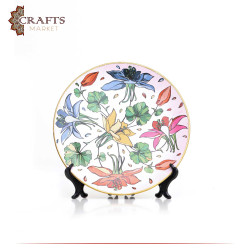 Hand-painted Multi Color Porcelain Plate Decoupage Art  in  Lily Roses  Design 